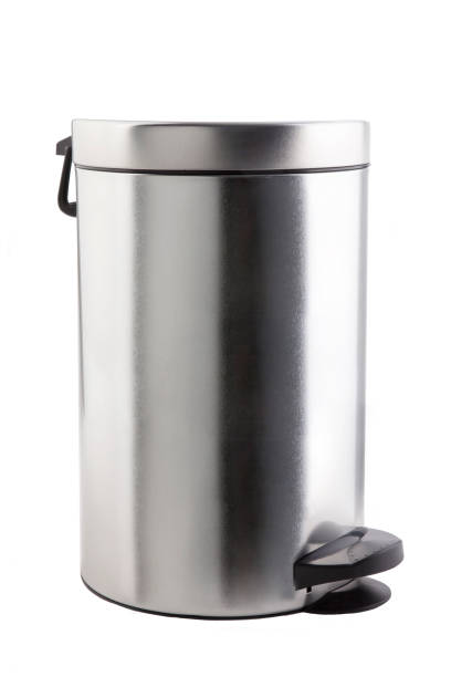 Closed trash can. garbage can for domestic use, empty and closed. pedal bin stock pictures, royalty-free photos & images