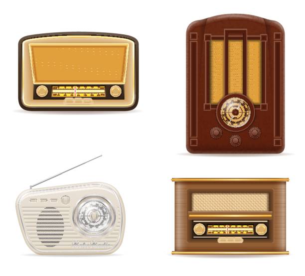 istock radio old retro vintage set icons stock vector illustration 667410038