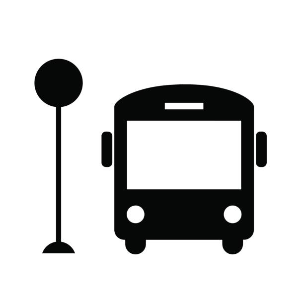 stockillustraties, clipart, cartoons en iconen met bus pictogram geïsoleerd op een witte achtergrond. - bushalte