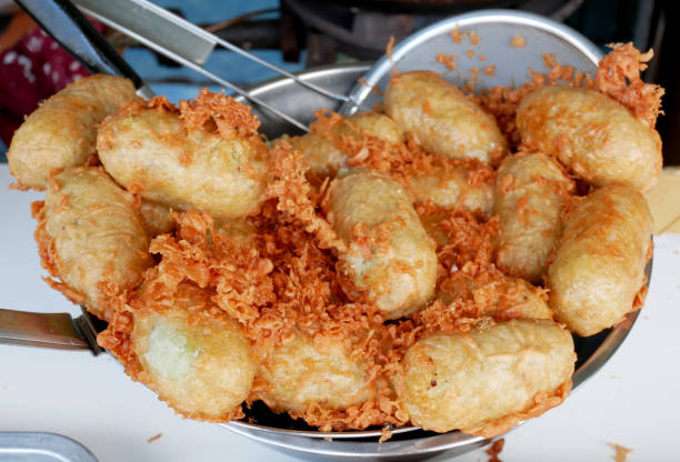 istock Fried pounded unripe rice with bananas 667414372
