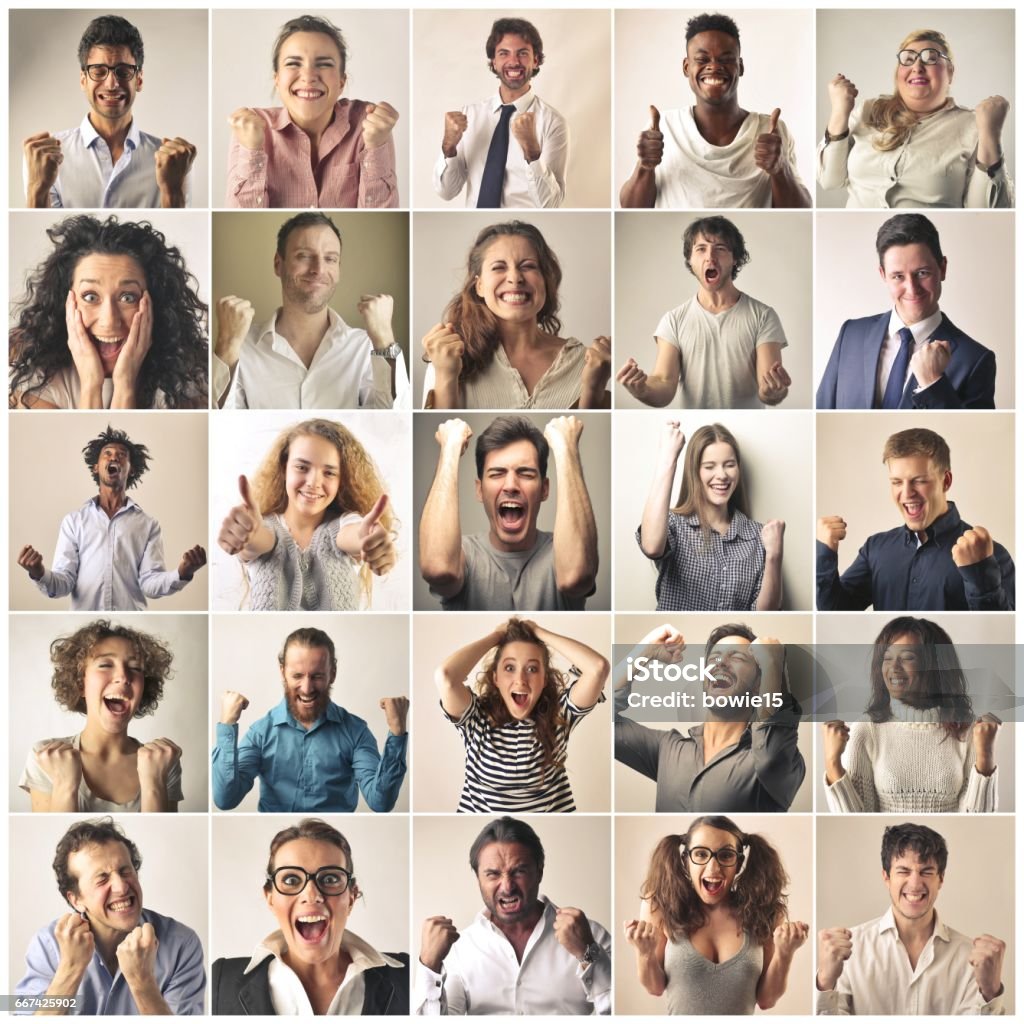 Triumph Portraits of people who are celebrating their success Teamwork Stock Photo