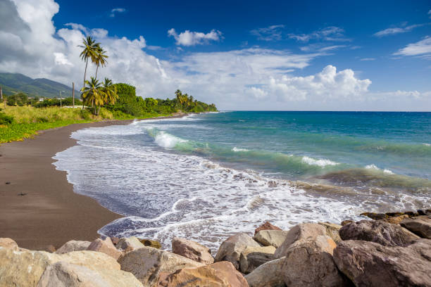 istock Beach on a St. Kitts island with black sand 667426508