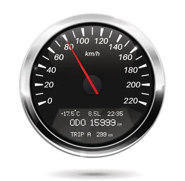 Vector illustration of Speedometer. 80 km per hour