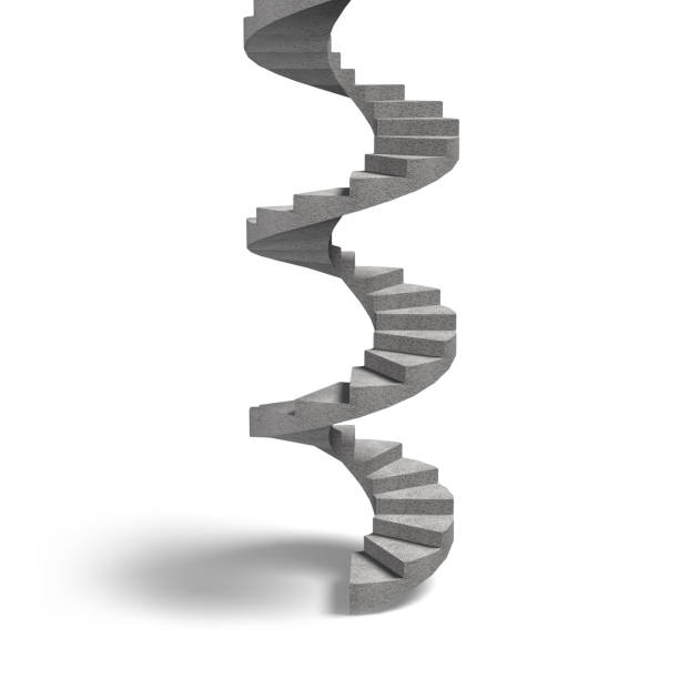 istock Concrete spiral staircase, 3D illustration 667428000