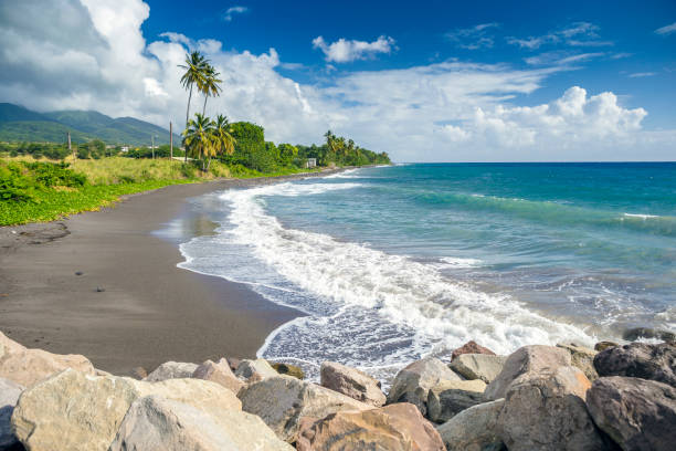istock Beach on a St. Kitts island with black sand 667428586