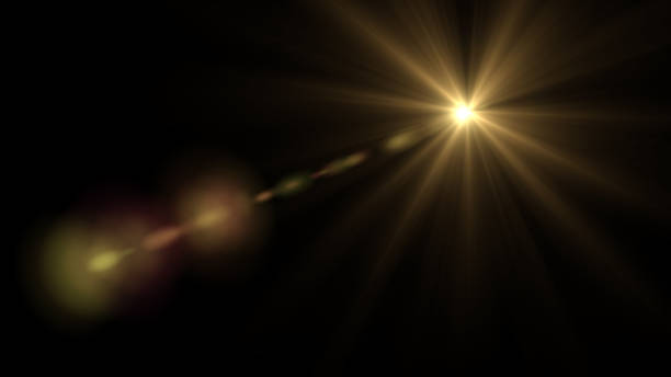 istock Lens Flare light over Black Background. Easy to add overlay or screen filter over photos 667431222