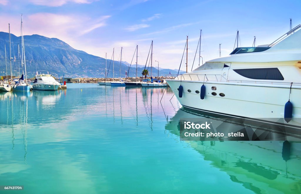 boats at Kalamata Peloponnese Greece boats at Kalamata port Messinia Peloponnese Greece Kalamata - Greece Stock Photo