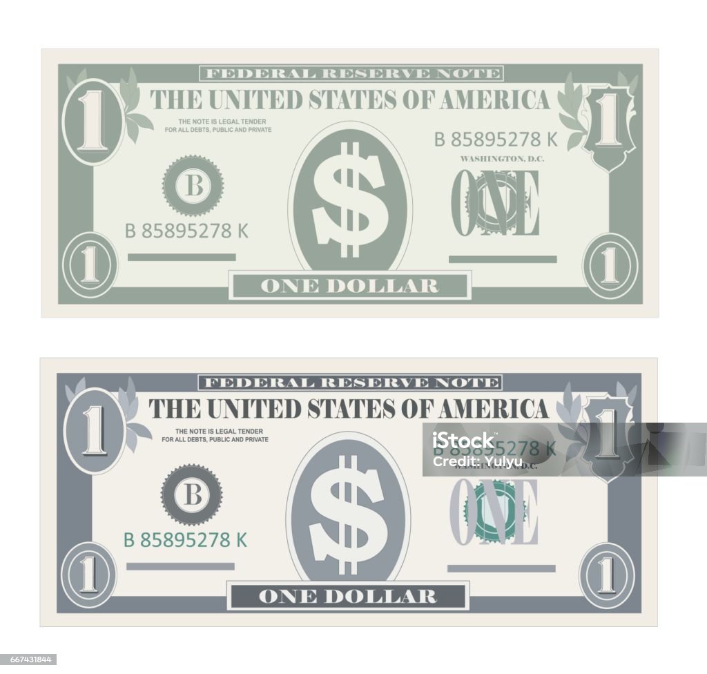 USA Banque monnaie, argent symbole de billet de 1 dollar. - clipart vectoriel de Billet de dollars américains libre de droits