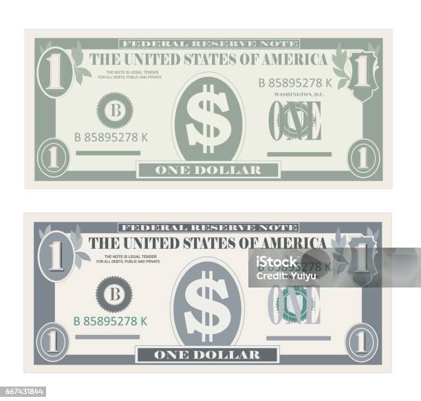 Usa Banque Monnaie Argent Symbole De Billet De 1 Dollar Vecteurs libres de droits et plus d'images vectorielles de Billet de dollars américains