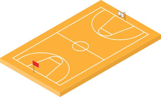 illustrations, cliparts, dessins animés et icônes de icône de basket isométrique - infield