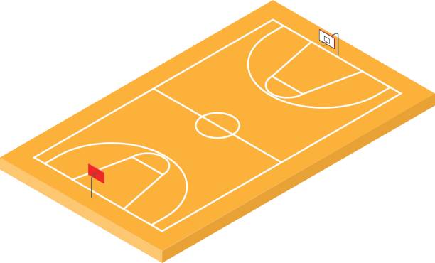 иконка изометрической баскетбольной площадки - traditional sport illustrations stock illustrations