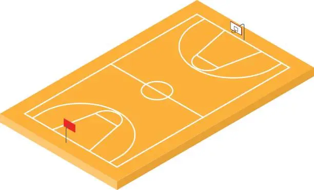 Vector illustration of Isometric Basketball Court icon