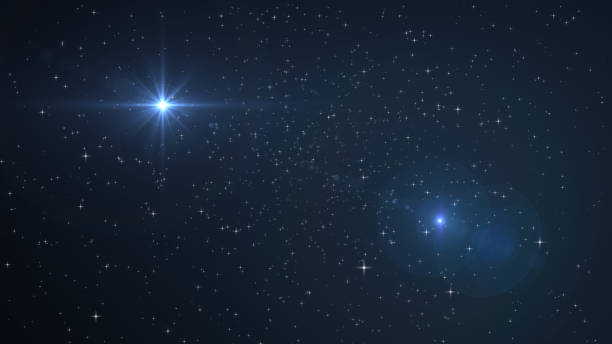istock Stars in night sky with  digital lens flare background. 667438672