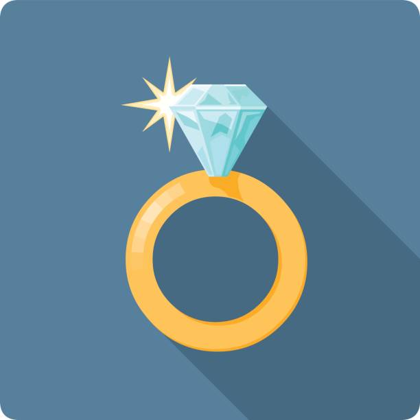 Vector Diamond Ring illustration. Vector illustration of a Flat icon shiny jeweled ring - Expensive rich jewelry concept. diamond ring stock illustrations