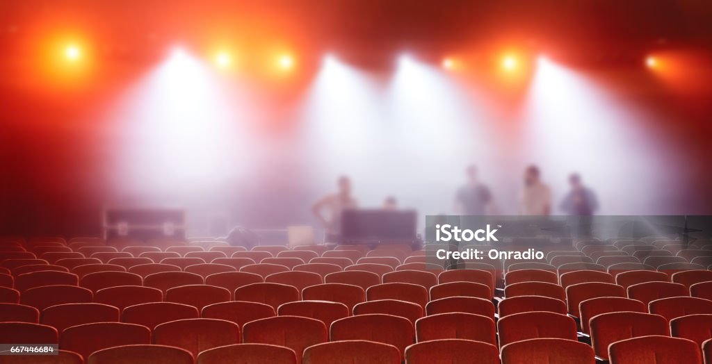 The auditorium before the concert The auditorium before the concert. Empty chairs. Backstage Stock Photo