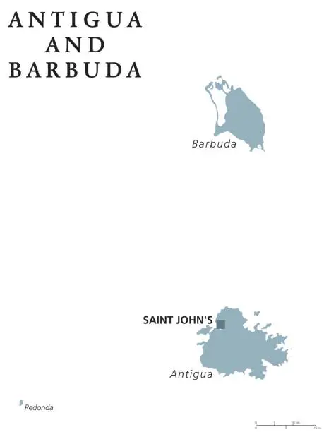 Vector illustration of Antigua and Barbuda political map