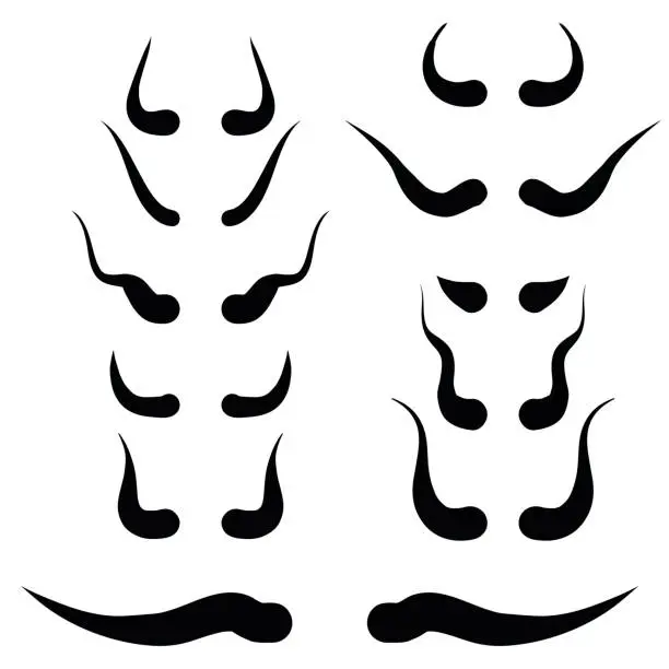 Vector illustration of animal horns silhouettes