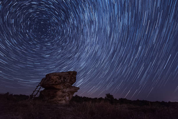 istock Star trails at Dobrovanski gabi, Bulgaria 667450930