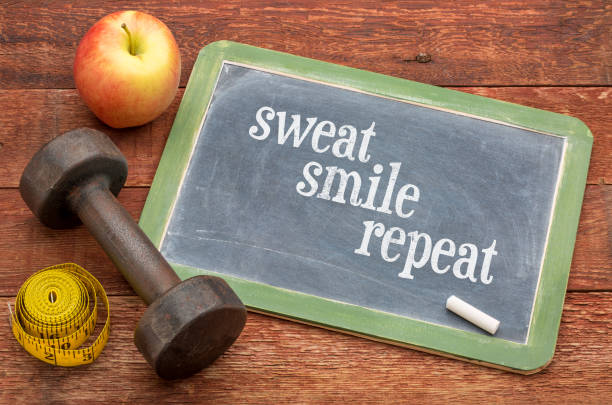 istock Sweat, smile, repeat - fitness concept 667482552