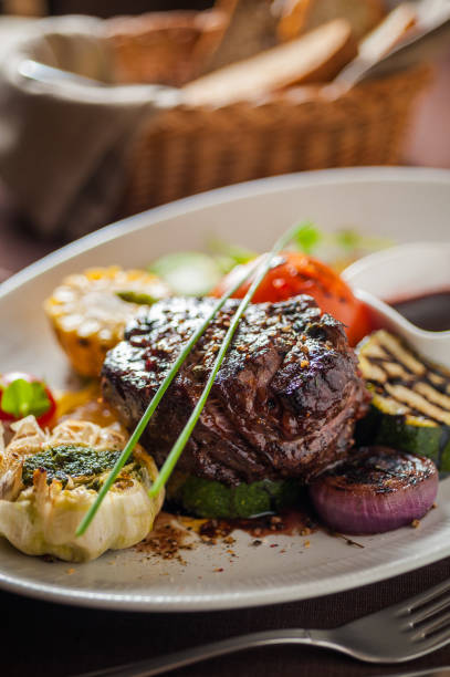 istock Grilled steak with grilled vegetables 667485902