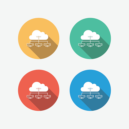 Distributed Database Multi Colored Circle Flat Icon
