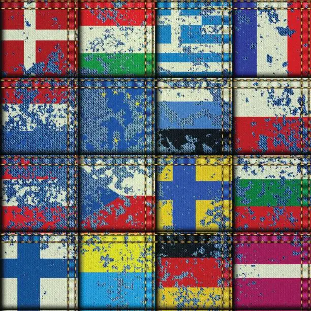 Vector illustration of Vintage Europe patchwork pattern
