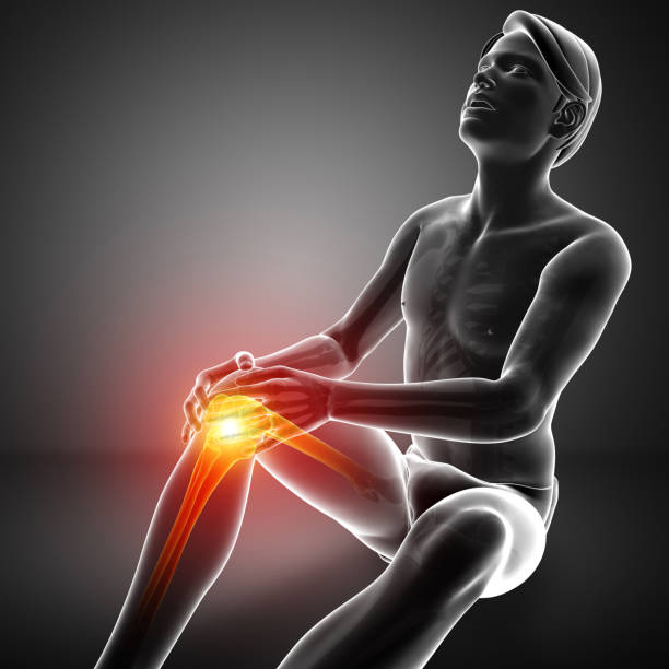 Male Knee pain 3d Illustration of Male Knee pain  stop joint pain and stress stock illustrations