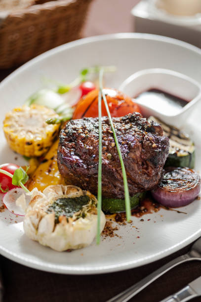 istock Grilled steak with grilled vegetables 667492578