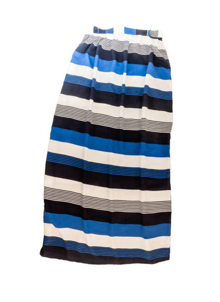 istock Women's long skirt with a striped multi-colored pattern, isolated on white background 667502080