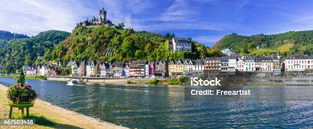 Travel In Germany River Cruises In Rhein River Medieval Cochem Stock Photo - Download Image Now