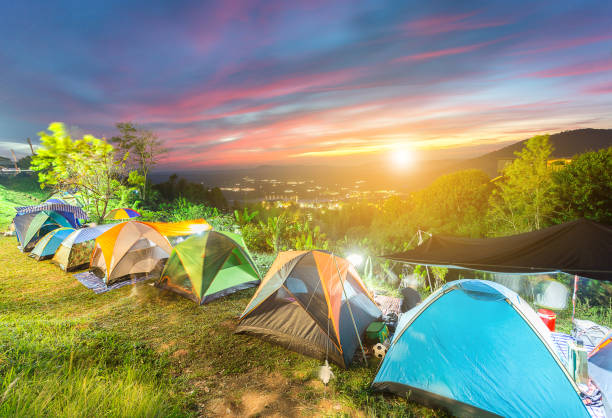 istock Camping and tent on top of mountain 667510972