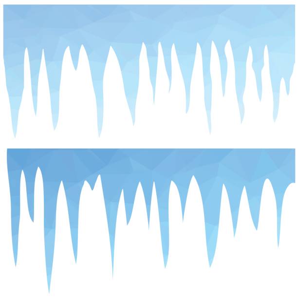 illustrazioni stock, clip art, cartoni animati e icone di tendenza di ghiaccioli poligonali blu - icicle ice backgrounds melting