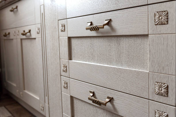 istock Retro handles metal cabinet in the kitchen 667514806