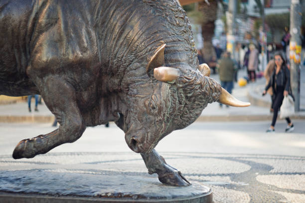 Istanbul, Turkey - April 11, 2017: Close up shot of the bull statue, symbol of Kadikoy, a large, populous, and cosmopolitan district of Istanbul, Turkey on the northern shore of the Sea of Marmara.