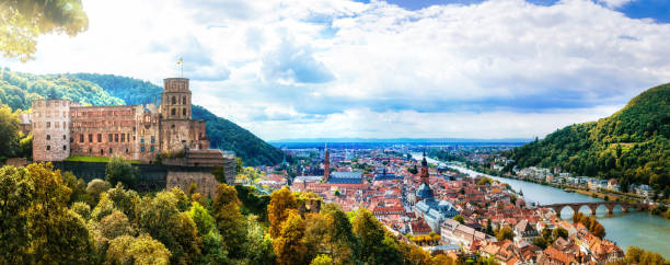 Panoramic view of beautiful medieval town Heidelberg, Germany