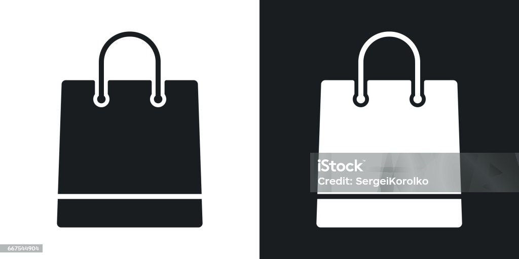 Vector shopping bag icon. Two-tone version on black and white background Shopping Bag stock vector