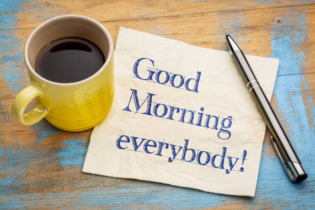 istock Good morning everybody - napkin text 667548566
