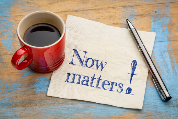 istock Now matters inspiration reminder on napkin 667548604
