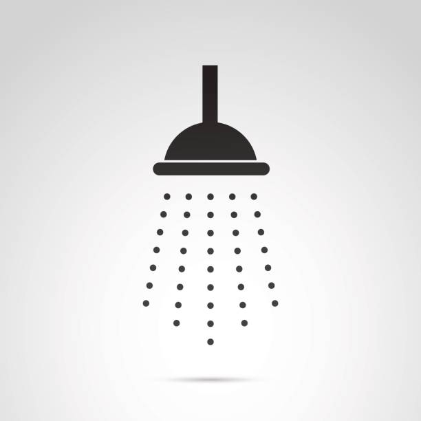 Shower vector icon isolated on white background. Vector art: shower symbol. rain symbols stock illustrations