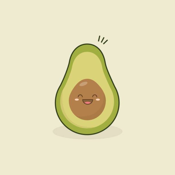 super słodkie awokado z smily twarzy - avocado brown obrazy stock illustrations