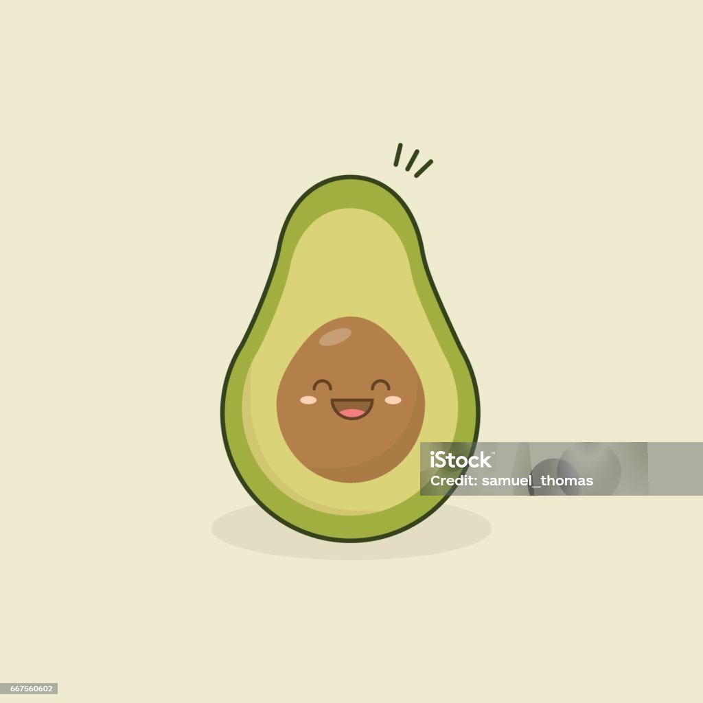 Super Cute Avocado with Smily Face Avocado stock vector