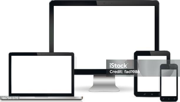 Moderne Computermonitor Laptop Digitale Tablet Und Handy Mit Leerer Bildschirm Stock Vektor Art und mehr Bilder von Computerbildschirm
