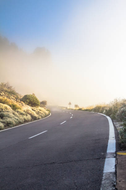 istock Fog on the mountain road 667563520