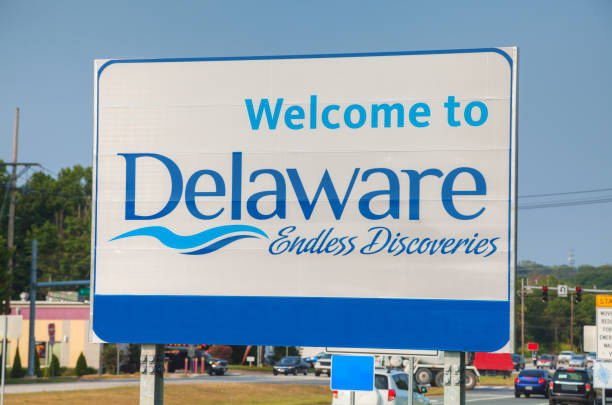 Welcome to Delaware road sign stock photo
