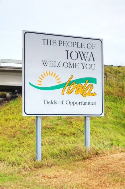 The People of Iowa Welcome You sign stock photo