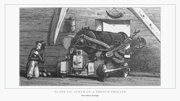 istock Scene on a French Frigate Engraving, 1851 667576236