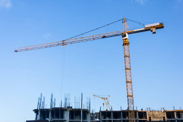 istock A new building is being constructed with use of tower crane. Jib 667576488