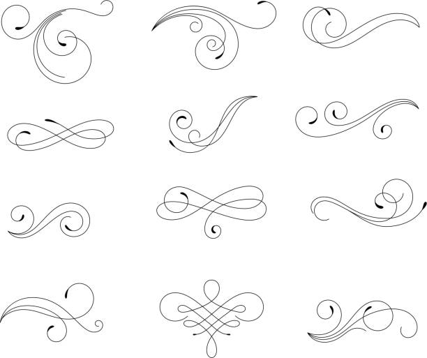 illustrations, cliparts, dessins animés et icônes de éléments floraux qui tournoie - swirl floral pattern scroll shape pattern