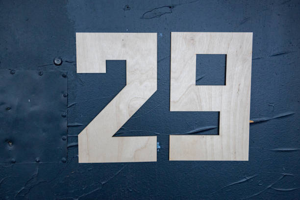istock Wooden digits on the door 667606608