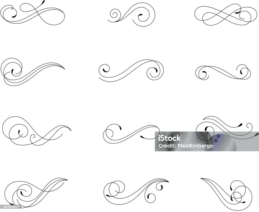 Swirl floral elements Vector set of swirling flourishes decorative floral elements Flourish - Art stock vector